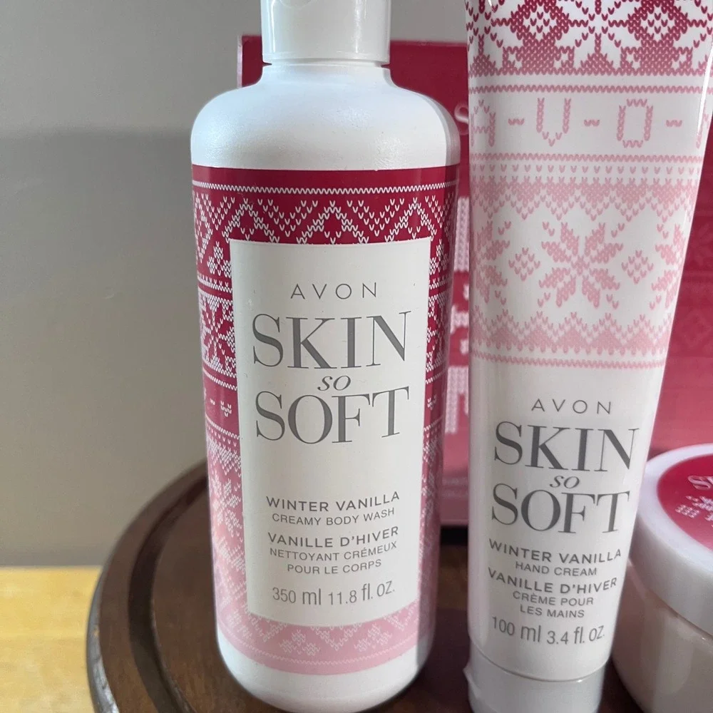 Avon Skin So Soft Winter Vanilla Collection 3pc Gift Set Body Wash Butter Cream